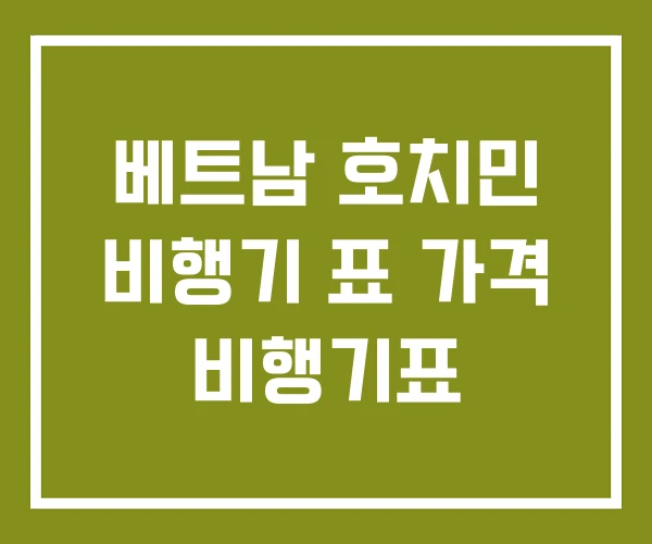 베트남 호치민 비행기 표 가격 비행기표