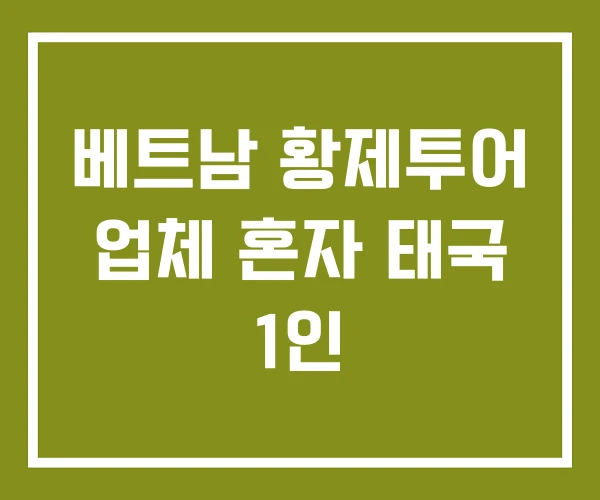 베트남 황제투어 업체 혼자 태국 1인