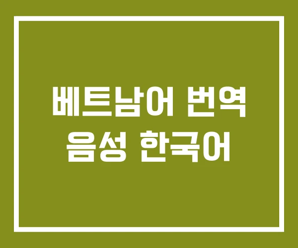 베트남어 번역 음성 한국어