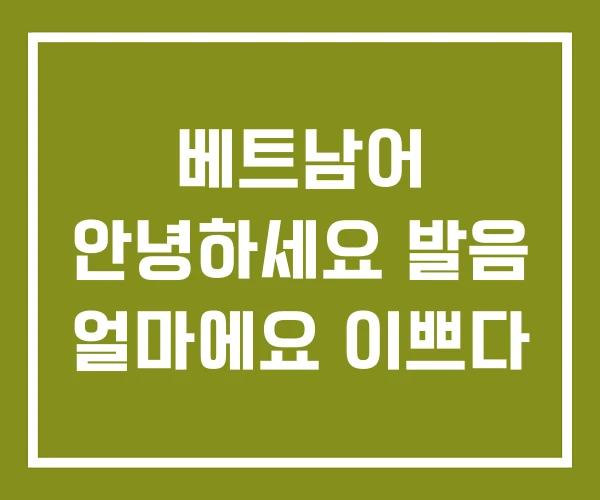 베트남어 안녕하세요 발음 얼마에요 이쁘다