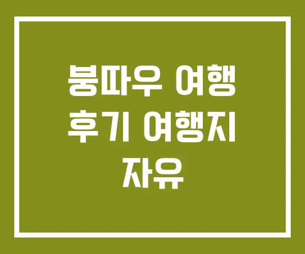 붕따우 여행 후기 여행지 자유