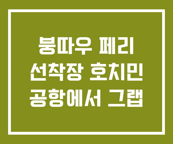 붕따우 페리 선착장 호치민 공항에서 그랩