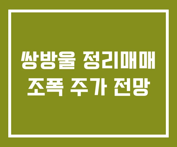 쌍방울 정리매매 조폭 주가 전망