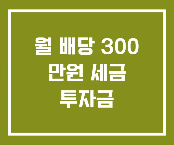 월 배당 300 만원 세금 투자금