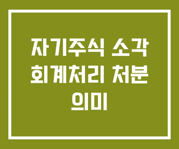 자기주식 소각 회계처리 처분 의미