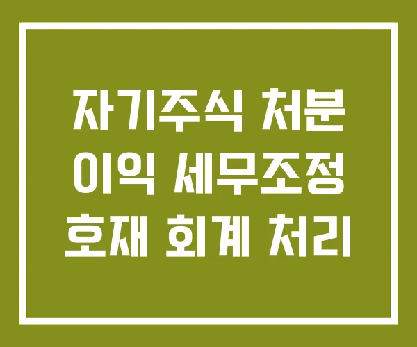 자기주식 처분 이익 세무조정 호재 회계 처리