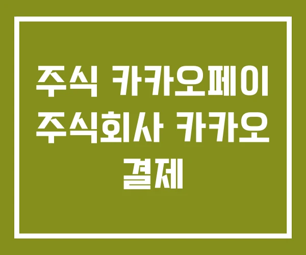 주식 카카오페이 주식회사 카카오 결제