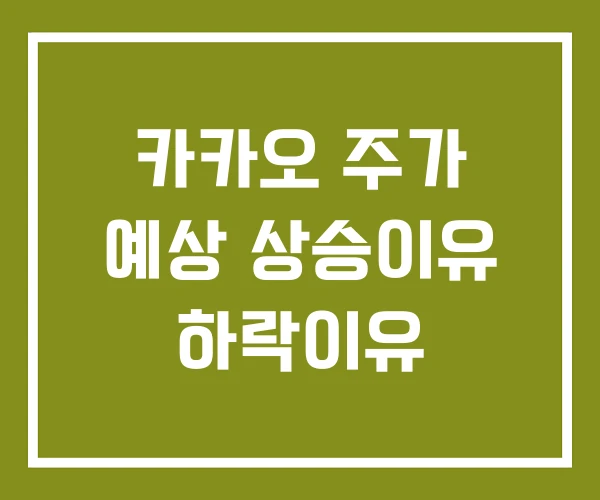 카카오 주가 예상 상승이유 하락이유