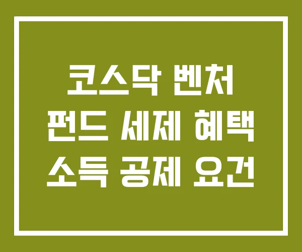 코스닥 벤처 펀드 세제 혜택 소득 공제 요건