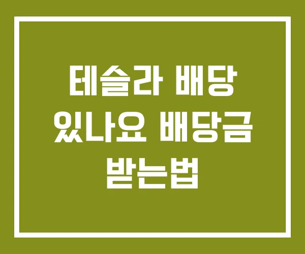 테슬라 배당 있나요 배당금 받는법