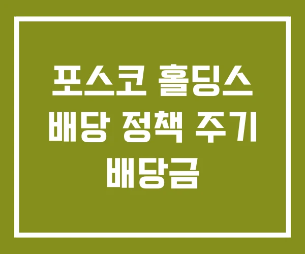 포스코 홀딩스 배당 정책 주기 배당금