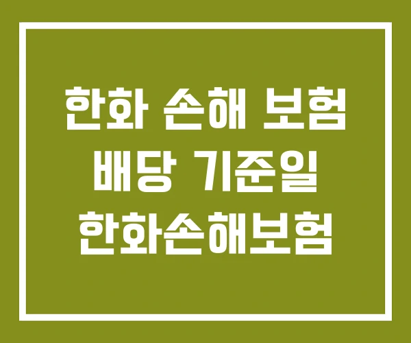 한화 손해 보험 배당 기준일 한화손해보험