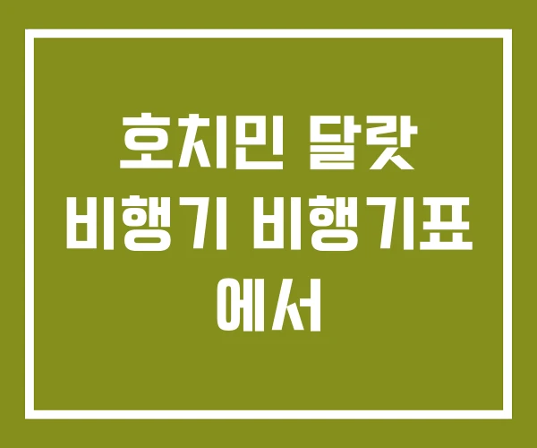 호치민 달랏 비행기 비행기표 에서