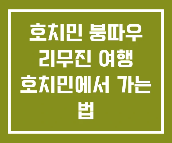 호치민 붕따우 리무진 여행 호치민에서 가는 법