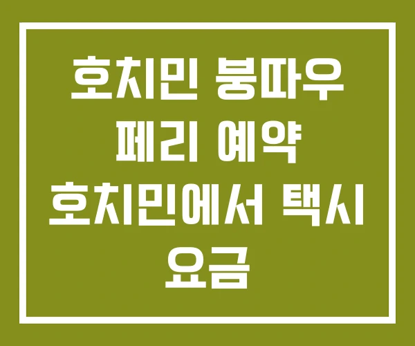 호치민 붕따우 페리 예약 호치민에서 택시 요금