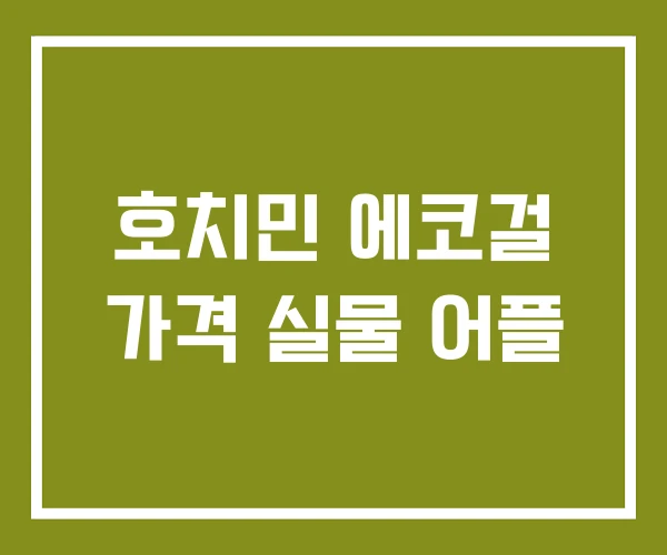 호치민 에코걸 가격 실물 어플