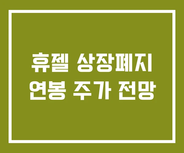 휴젤 상장폐지 연봉 주가 전망