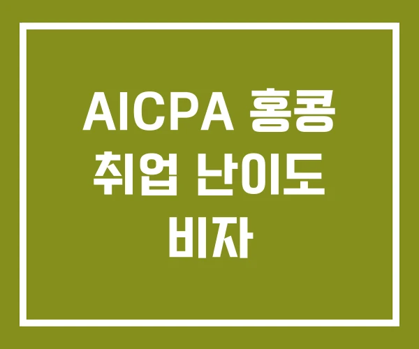 AICPA 홍콩 취업 난이도 비자