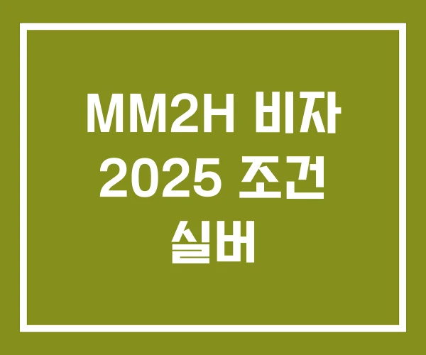 MM2H 비자 2025 조건 실버