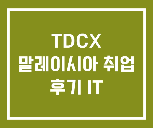 TDCX 말레이시아 취업 후기 IT
