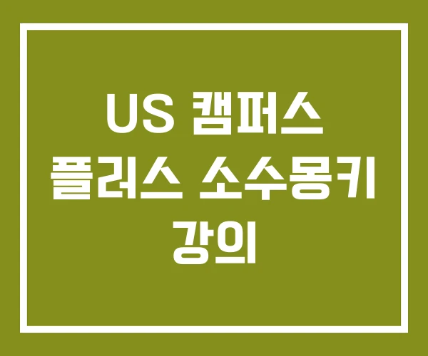US 캠퍼스 플러스 소수몽키 강의
