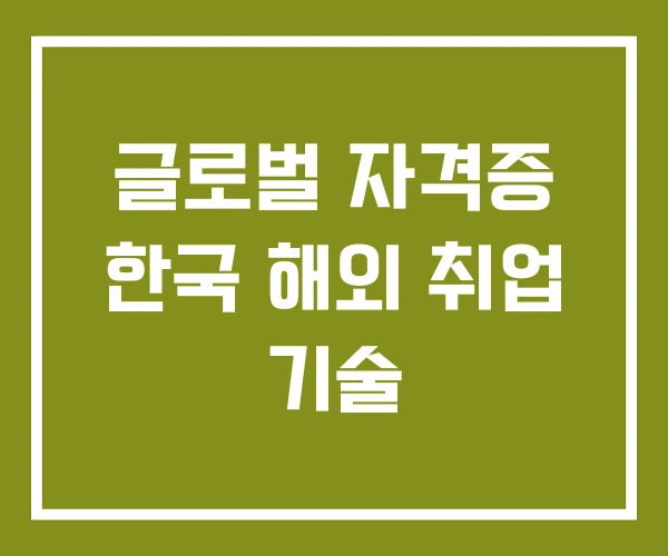 글로벌 자격증 한국 해외 취업 기술