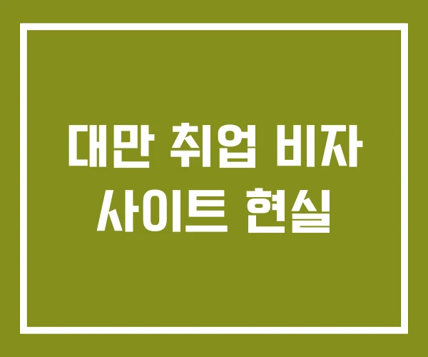 대만 취업 비자 사이트 현실