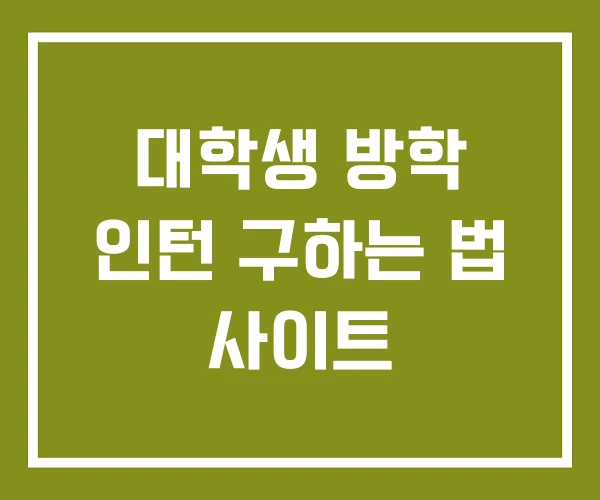 대학생 방학 인턴 구하는 법 사이트