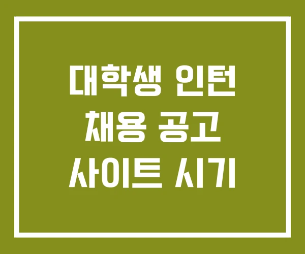 대학생 인턴 채용 공고 사이트 시기