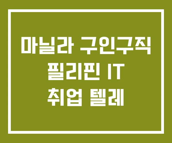 마닐라 구인구직 필리핀 IT 취업 텔레