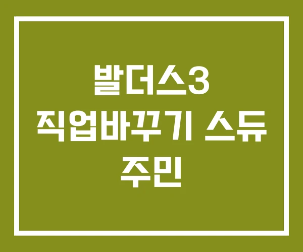 발더스3 직업바꾸기 스듀 주민