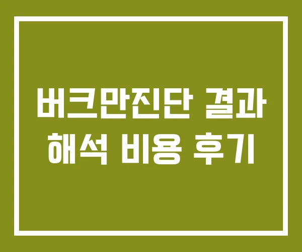 버크만진단 결과 해석 비용 후기