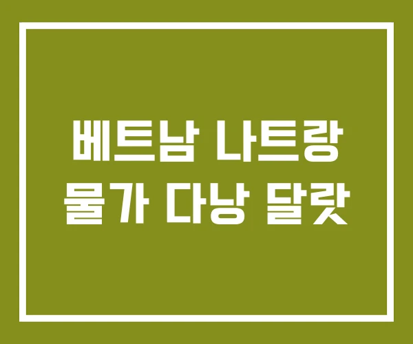 베트남 나트랑 물가 다낭 달랏