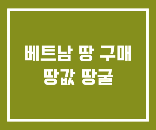 베트남 땅 구매 땅값 땅굴