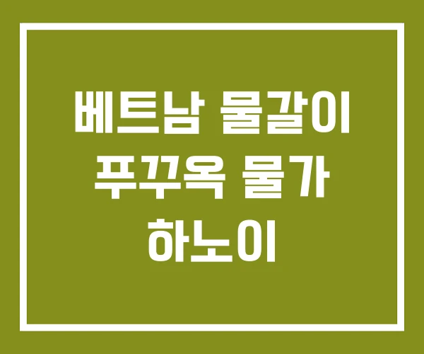 베트남 물갈이 푸꾸옥 물가 하노이