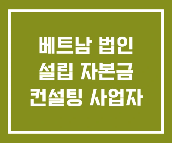 베트남 법인 설립 자본금 컨설팅 사업자