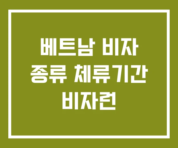 베트남 비자 종류 체류기간 비자런