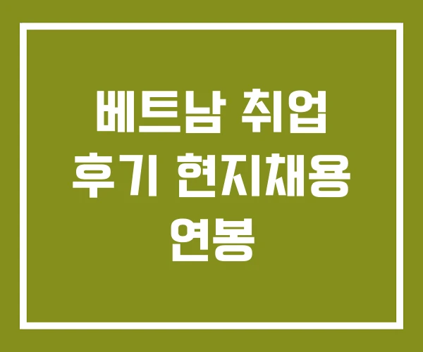 베트남 취업 후기 현지채용 연봉