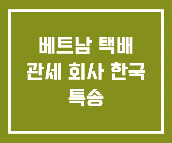 베트남 택배 관세 회사 한국 특송