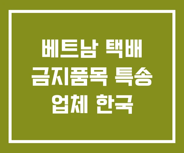 베트남 택배 금지품목 특송 업체 한국