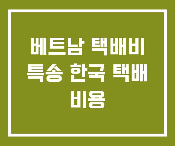 베트남 택배비 특송 한국 택배 비용