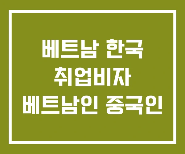 베트남 한국 취업비자 베트남인 중국인