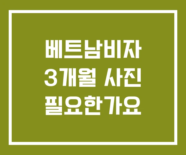 베트남비자 3개월 사진 필요한가요