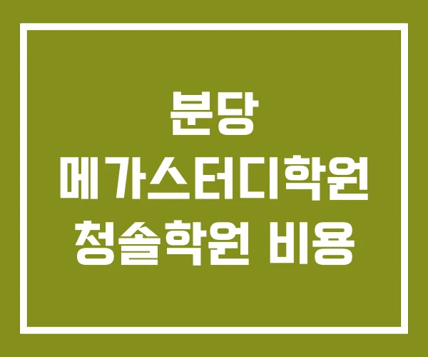 분당 메가스터디학원 청솔학원 비용
