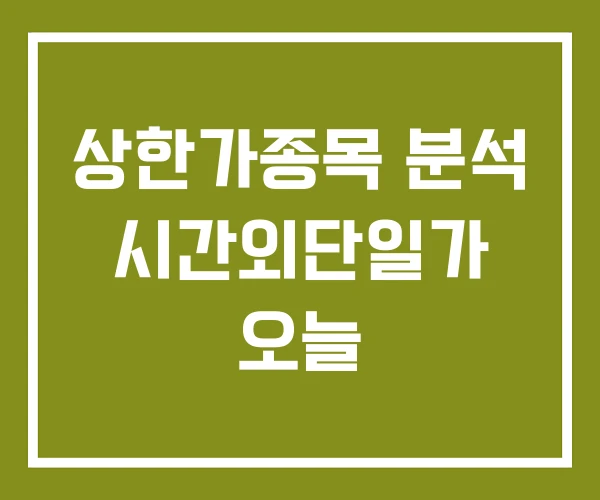 상한가종목 분석 시간외단일가 오늘