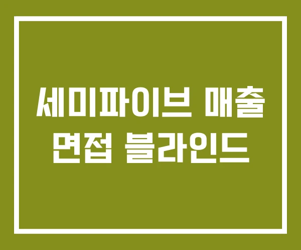 세미파이브 매출 면접 블라인드 세미파이브 매출 면접 블라인드