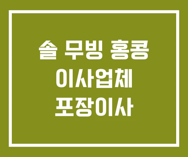 솔 무빙 홍콩 이사업체 포장이사