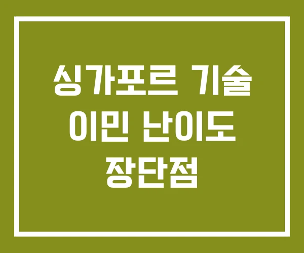싱가포르 기술 이민 난이도 장단점