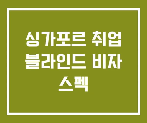 싱가포르 취업 블라인드 비자 스펙
