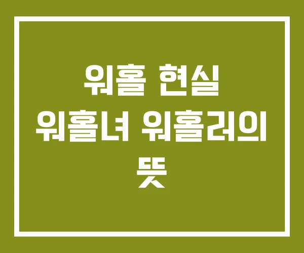 워홀 현실 워홀녀 워홀러의 뜻